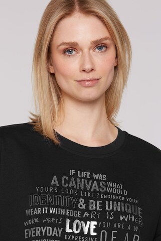 Soccx Sweatshirt mit Wording Print und 3/4-Arm in Schwarz