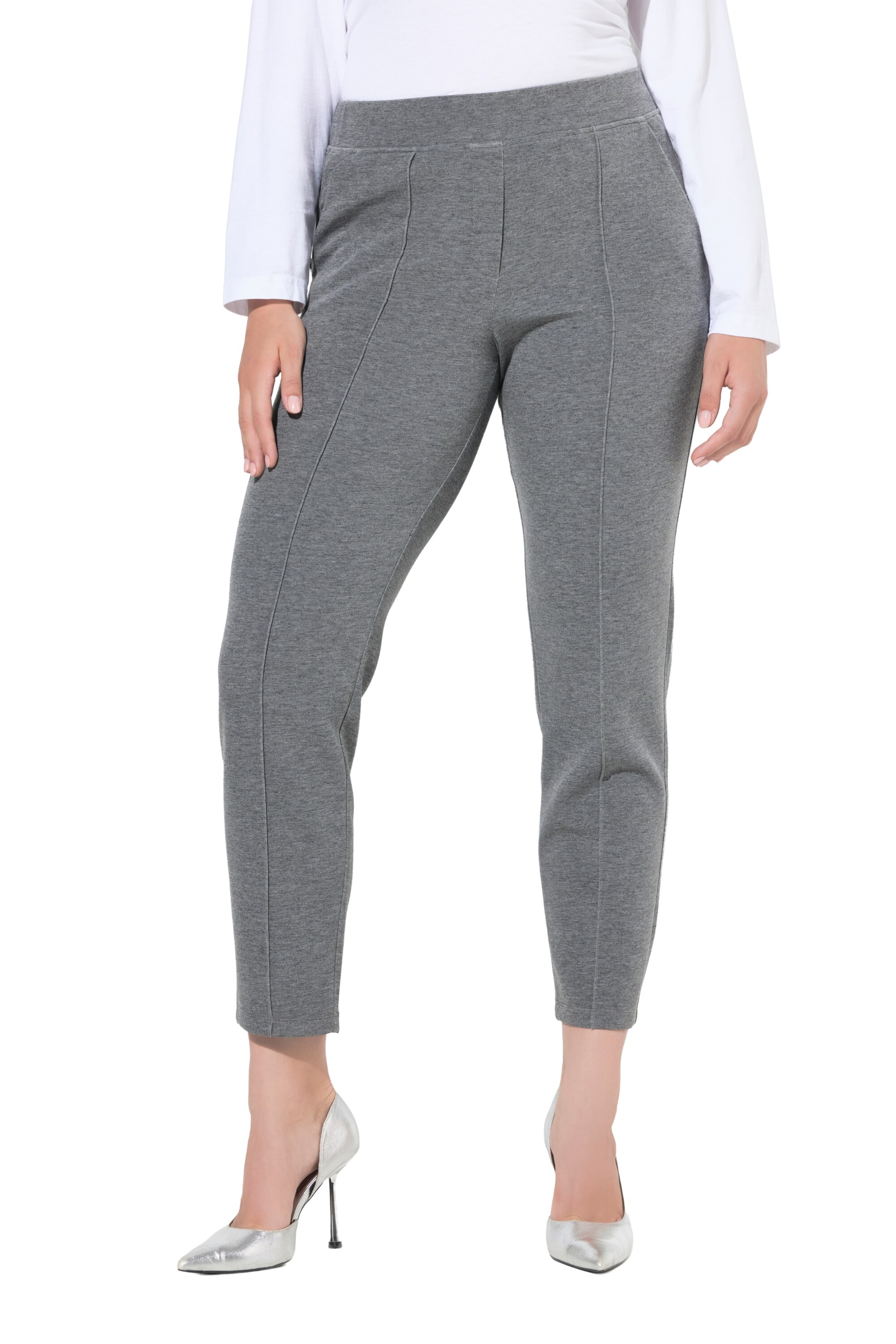Ulla Popken Regular Trousers in Grey: front