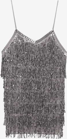 Pull&Bear Koktejlové šaty – stříbrná: přední strana