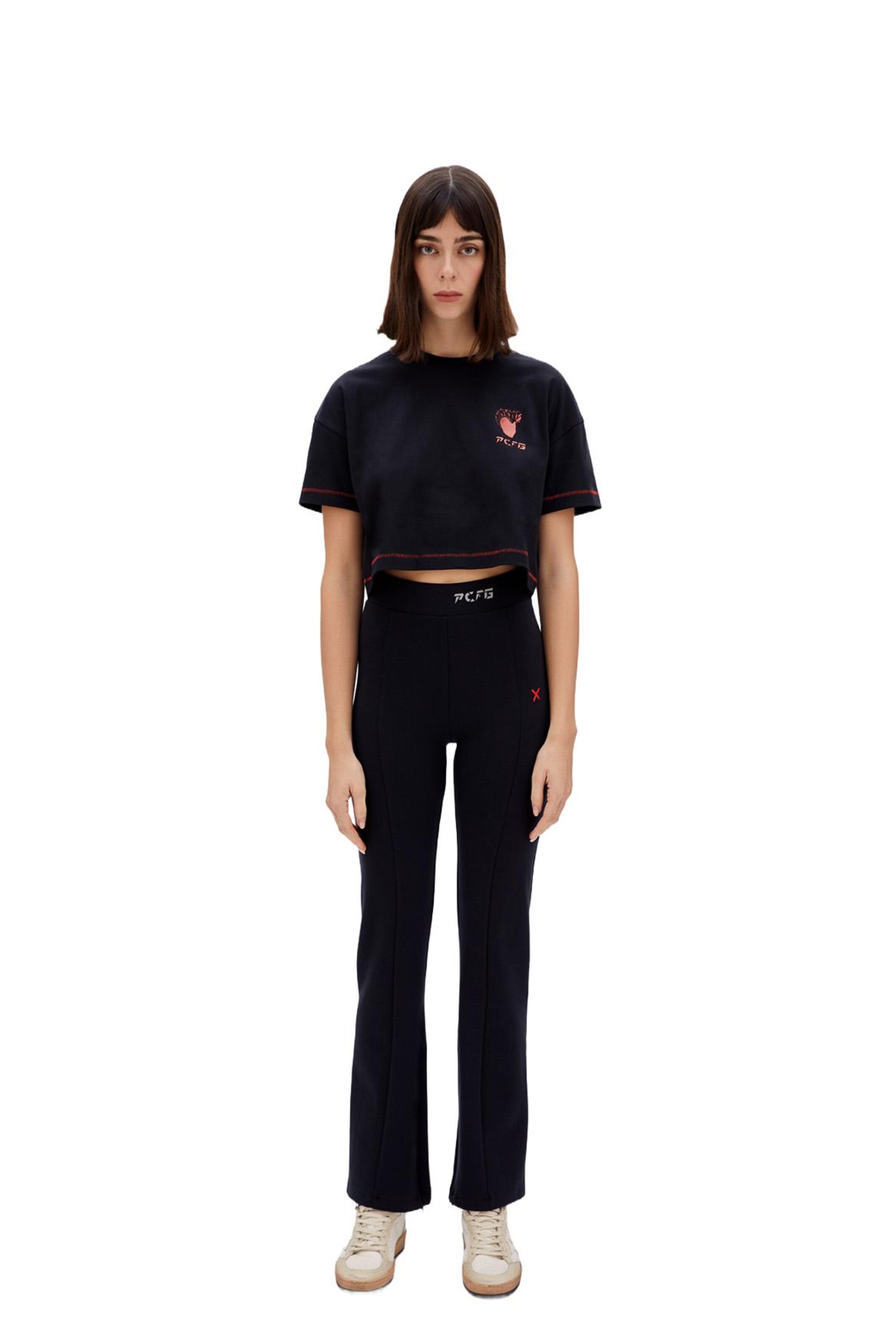 PCFG Flared Trousers in Black: front