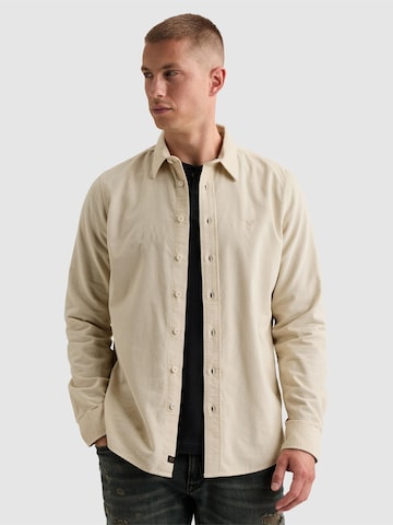PME Legend Skjorte 'Corduroy shirt with chest embroidery' i beige: forside