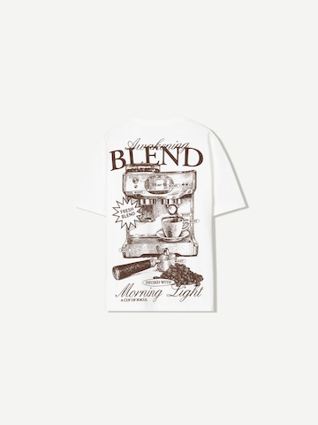 T-Shirt 'COFFEE BEANS' Bershka en blanc