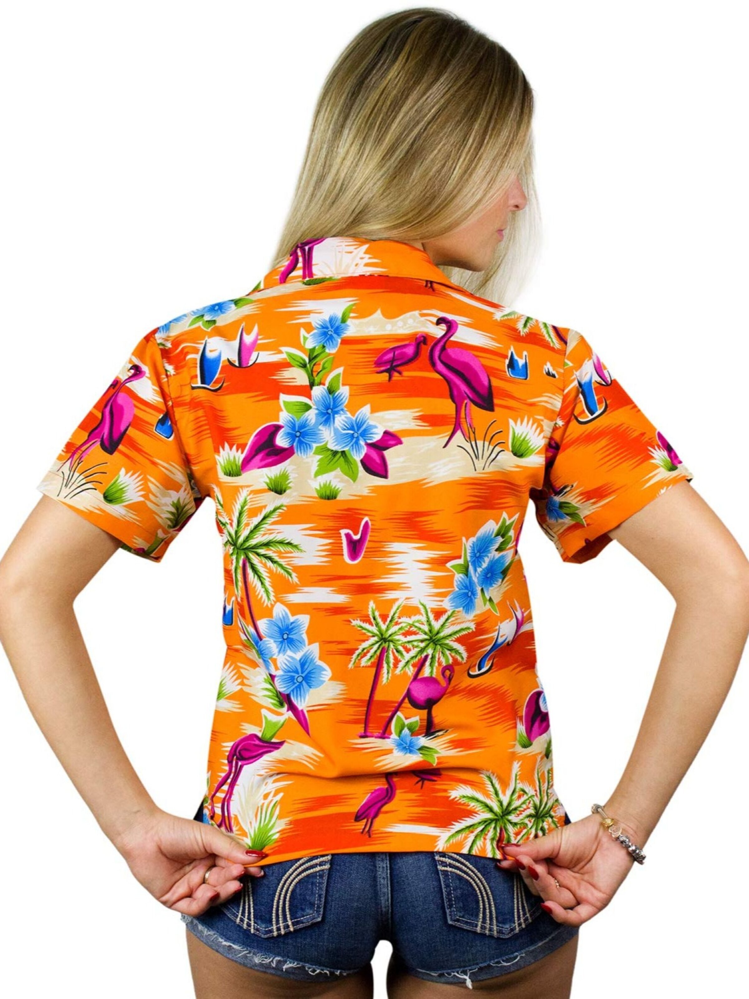 Camicia da donna 'Flamingos' di King Kameha in arancione