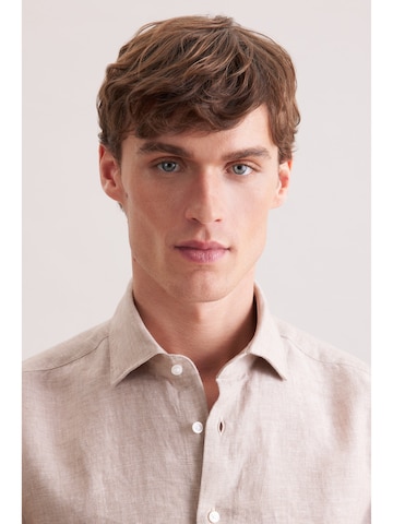 Coupe slim Chemise business 'Smart Linen' SEIDENSTICKER en beige