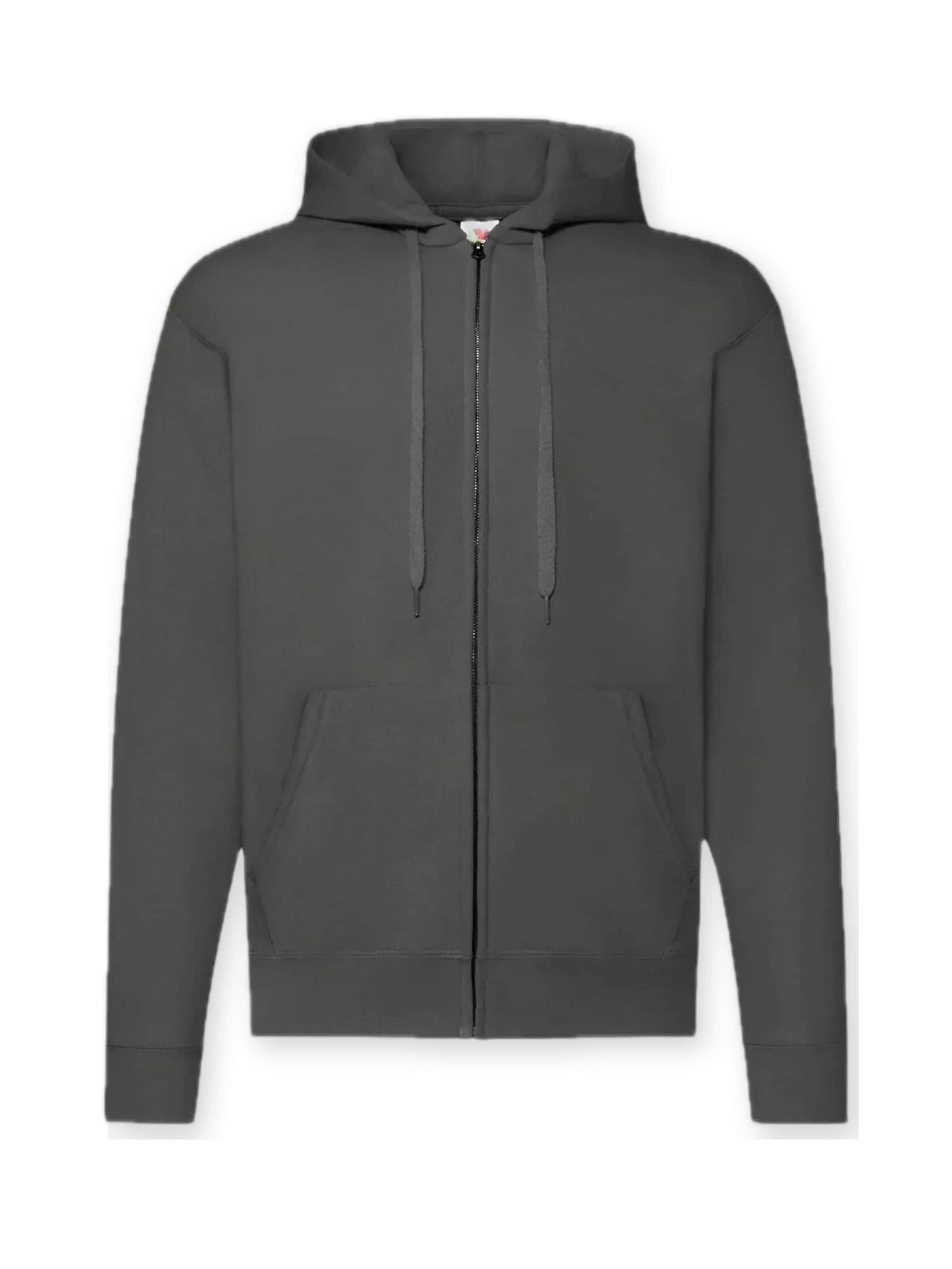 Giacca di felpa 'Zip Hoodie' di FRUIT OF THE LOOM in grigio: frontale