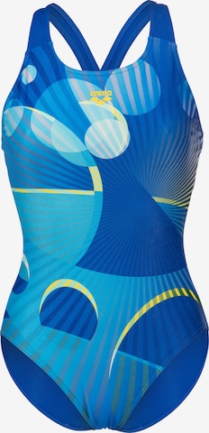 ARENABustier Jednodijelni kupaći kostim 'DEPTH V BACK' - plava boja: prednji dio