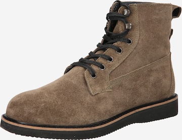 BURTON MENSWEAR LONDON - Botas con cordones en verde: frente