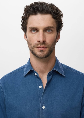 MANGO MAN Regular Fit Hemd 'Chambre' in Blau