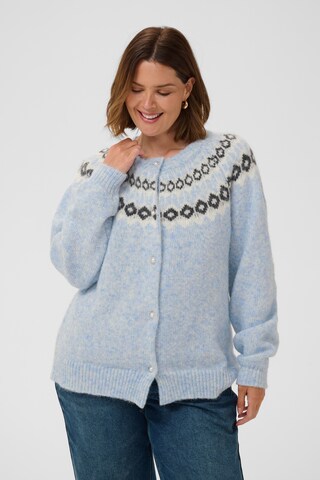 KAFFE CURVE Knit cardigan in Blue: front
