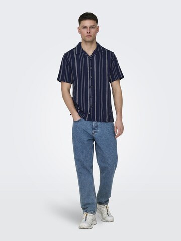 Only & Sons - Regular Fit Camisa 'TREV' em azul