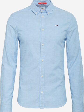 Tommy Jeans Slim fit Button Up Shirt in Blue: front