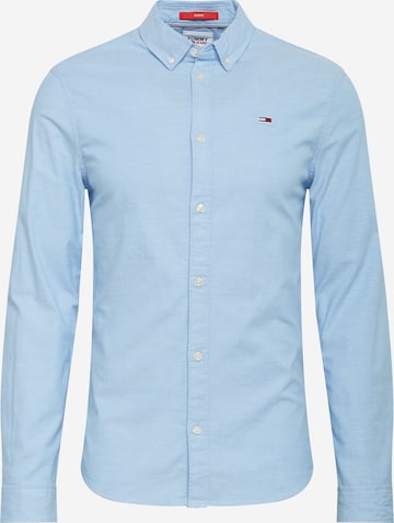 Tommy Jeans Slim fit Button Up Shirt in Blue: front