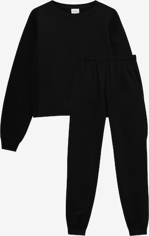 Pull&Bear Sweatsuit in Black: front