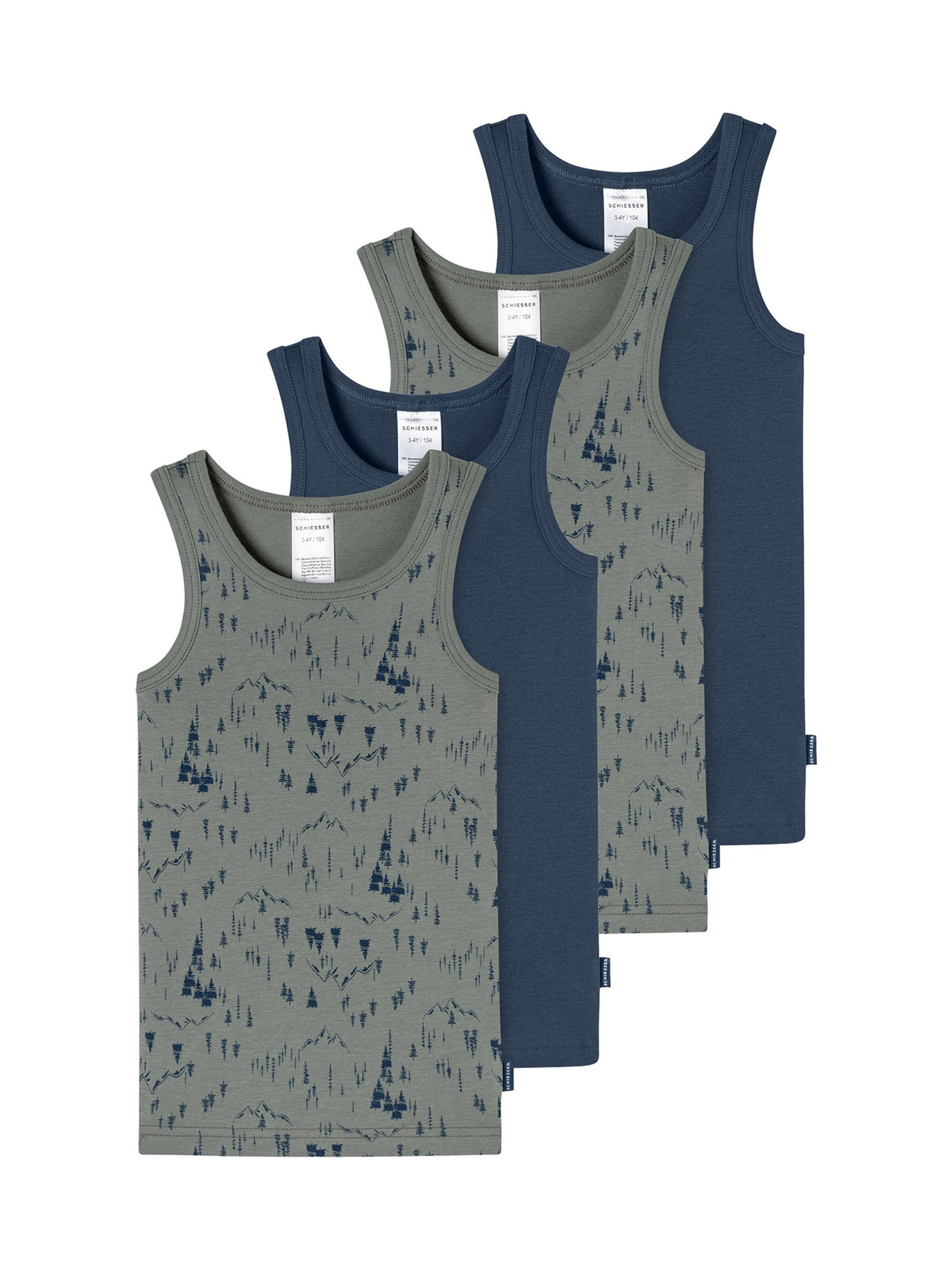 SCHIESSER Onderhemd ' Fine Rib Multi ' in Blauw: voorkant