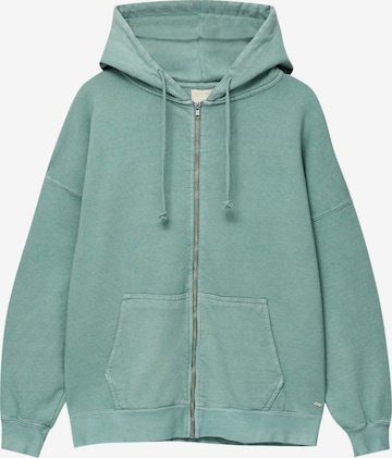 Pull&Bear Sweatjacke in Grün: predná strana