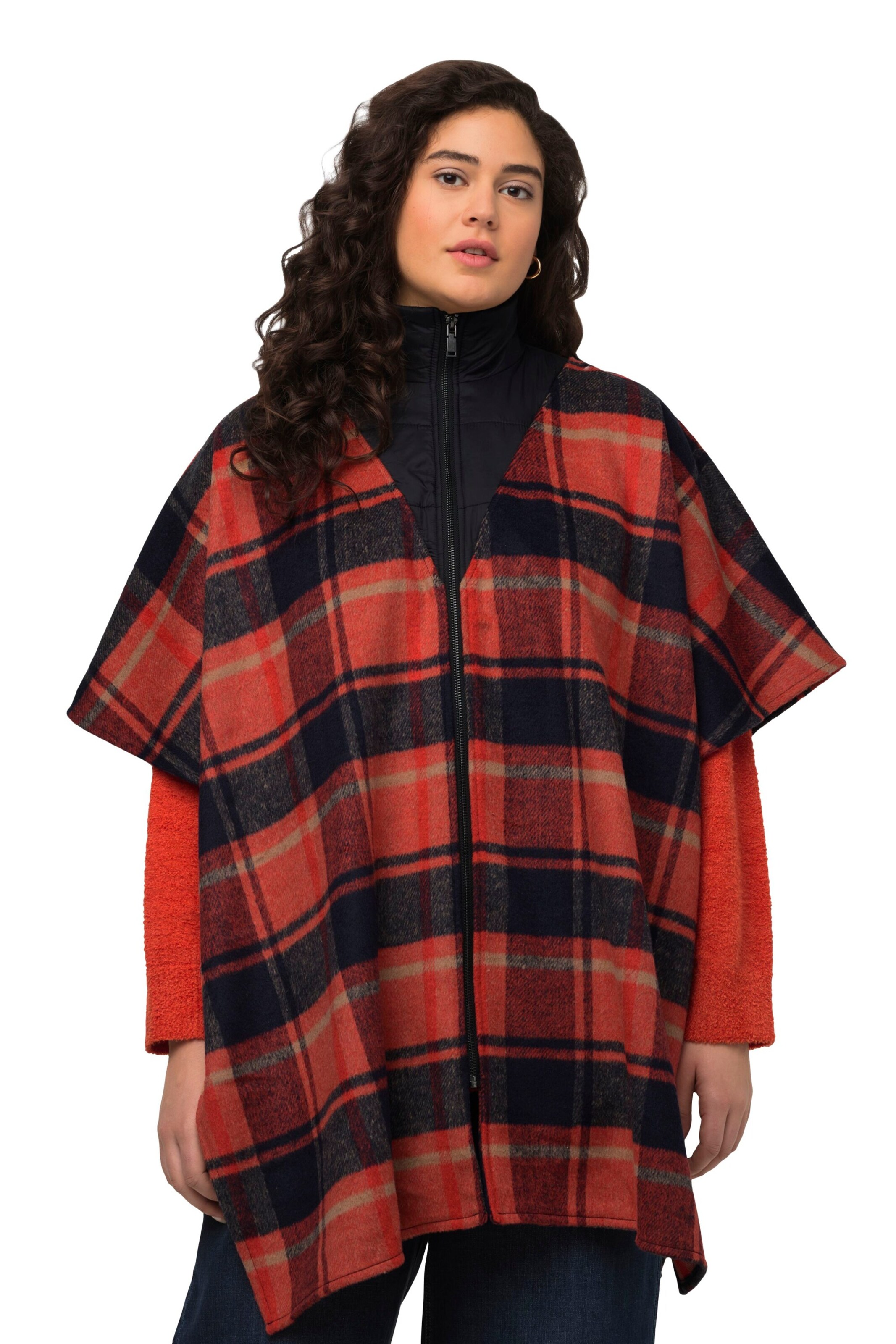 Ulla Popken Poncho in Rot: Vorderseite