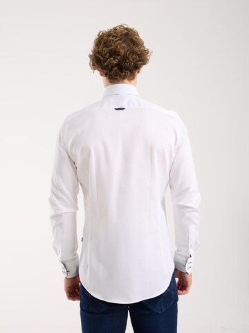Slim fit Camicia 'Roma Iconic Satin Man Shirt Grey' di 7Camicie in bianco