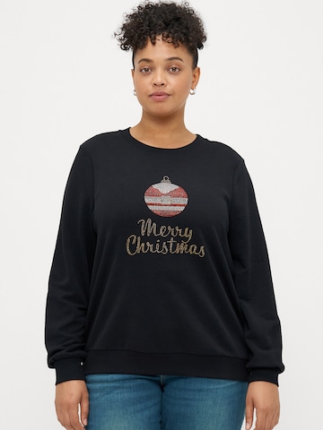 ONLY Carmakoma Dressipluus 'CARXMAS SNOW', värv must: eest vaates