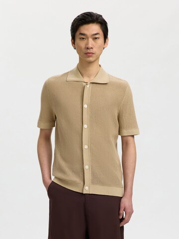T-Shirt SELECTED en beige : devant