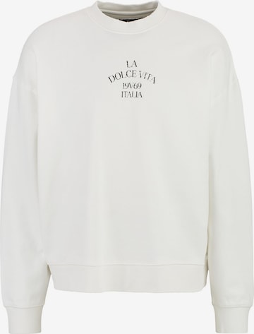 19V69 ITALIASweater majica 'Omero Marina' - bijela boja: prednji dio