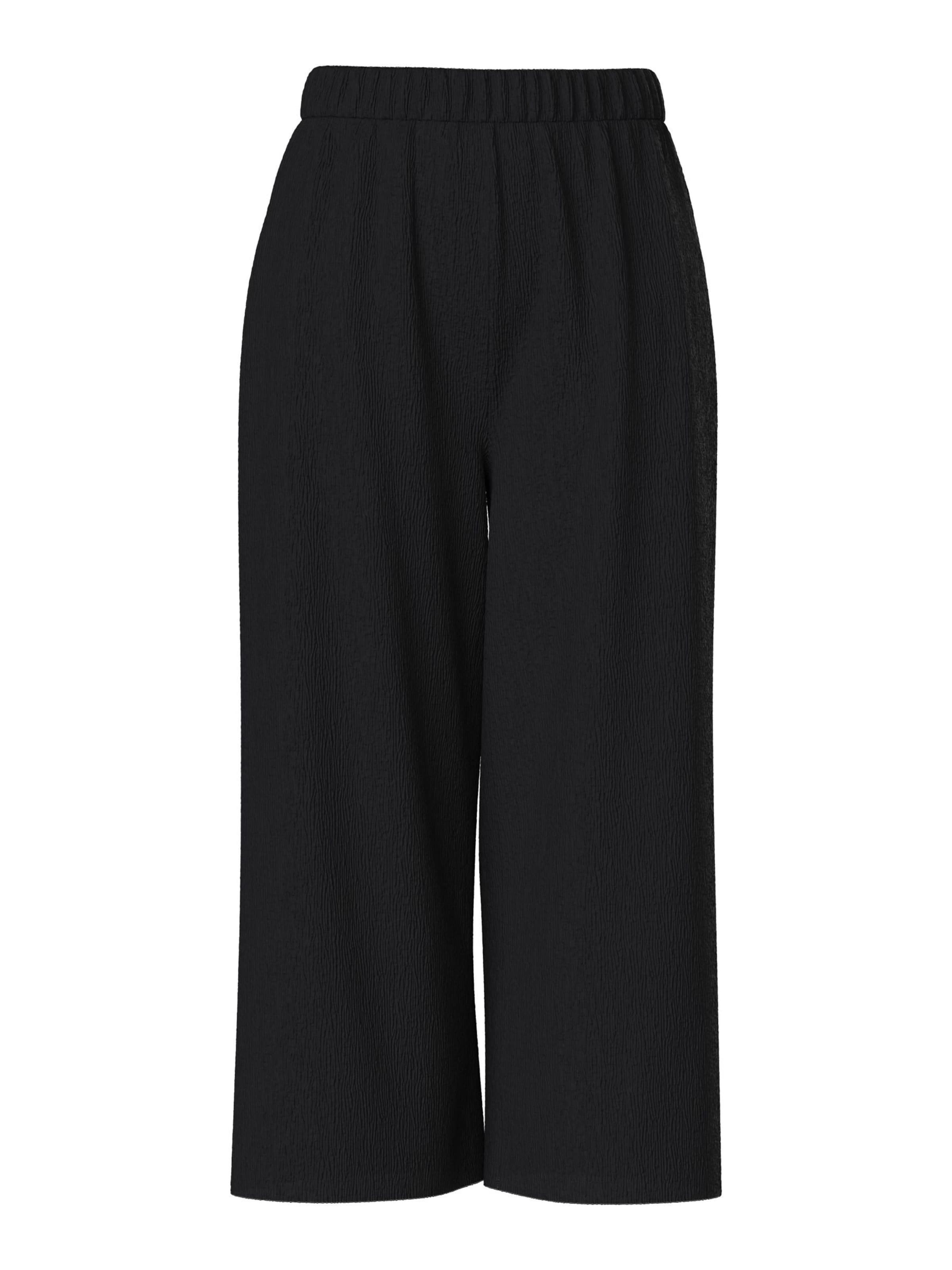 PIECES Loosefit Broek 'PCFlora' in Zwart: voorkant