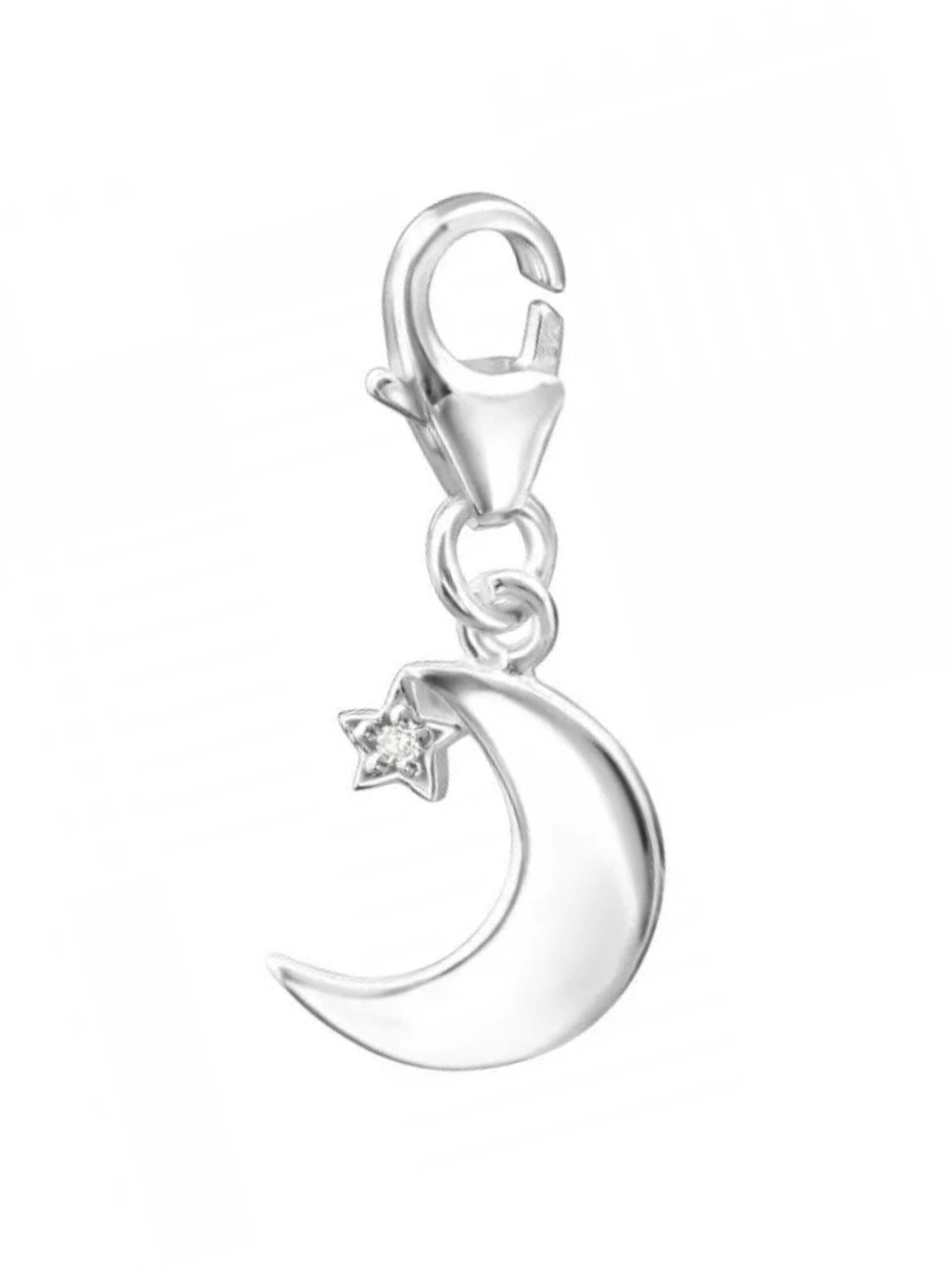 Pendentif 'Silberner Halbmond Clip-Anhänger mit Zirkonia' Maxte en argent