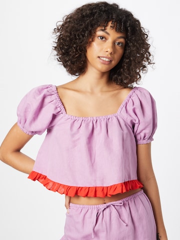 purpurinė Dora Larsen Pižaminiai marškinėliai 'ALMA': priekis