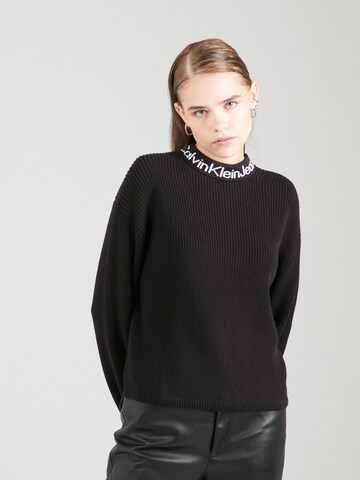Calvin Klein Jeans Kampsun 'INTARSIA LOOSE', värv must: eest vaates