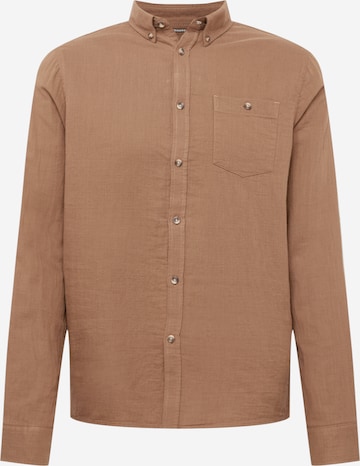 !Solid Regular fit Button Up Shirt 'Austen' in Brown: front