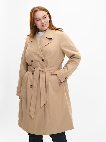 Zizzi Between-Seasons Coat 'SIMONE' in Beige: front