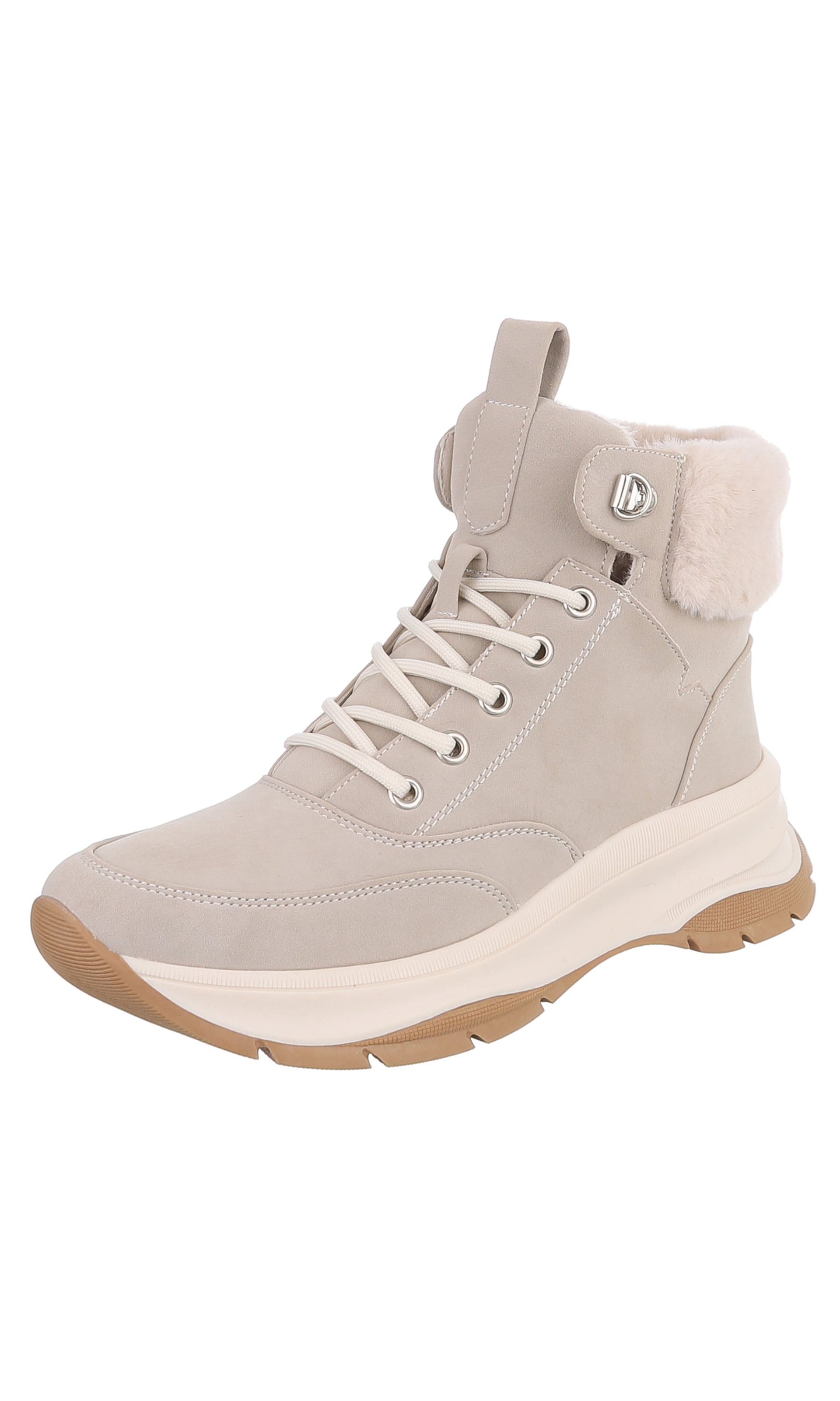 Ital-Design Schnürstiefelette in Beige: Vorderseite