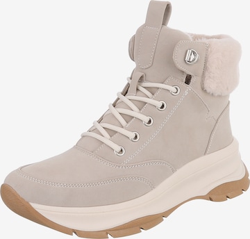 Ital-Design Schnürstiefelette in Beige: Vorderseite