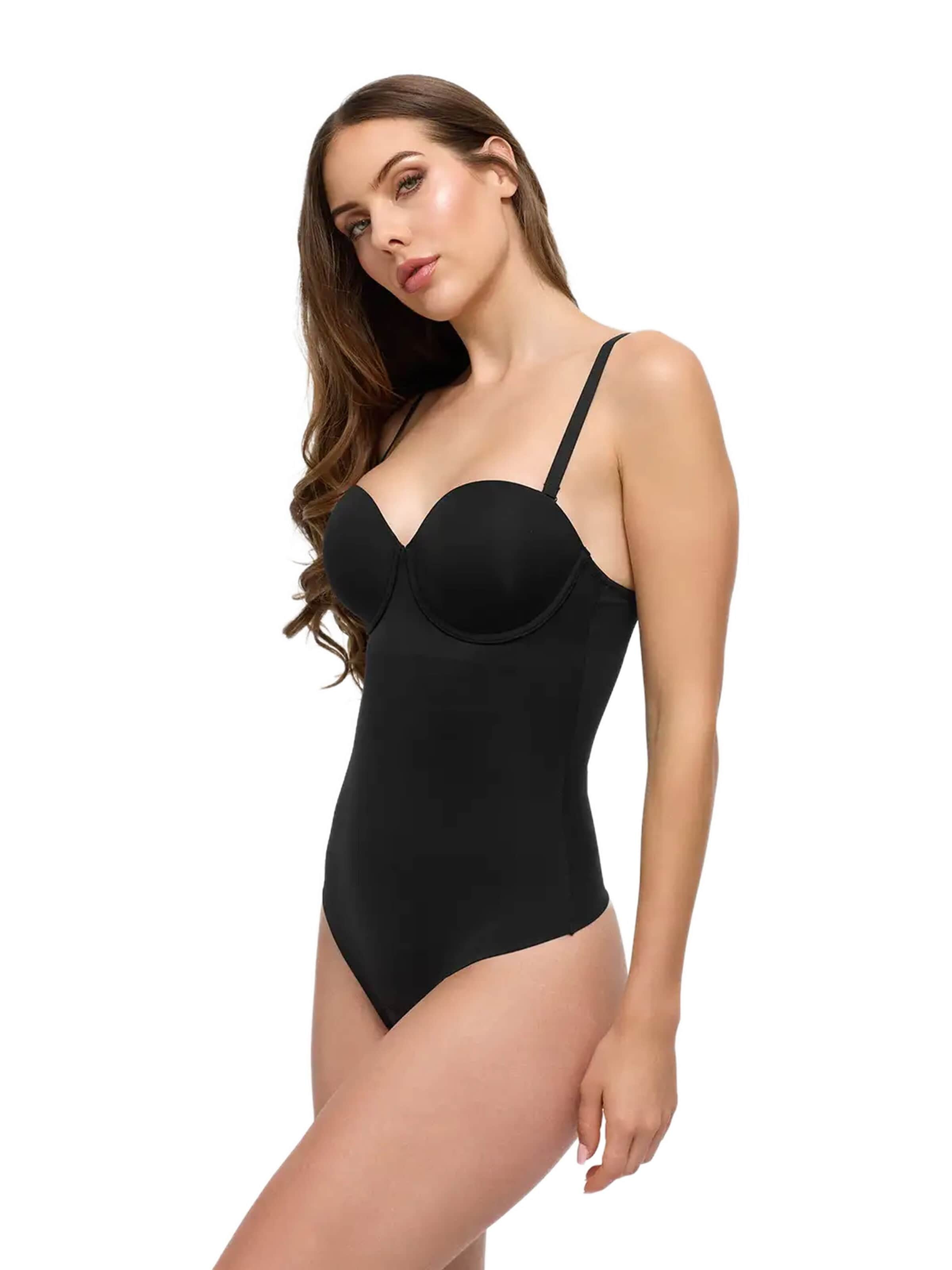 cfab - Body moldeador 'Push-Up Bodysuit mit String' en negro