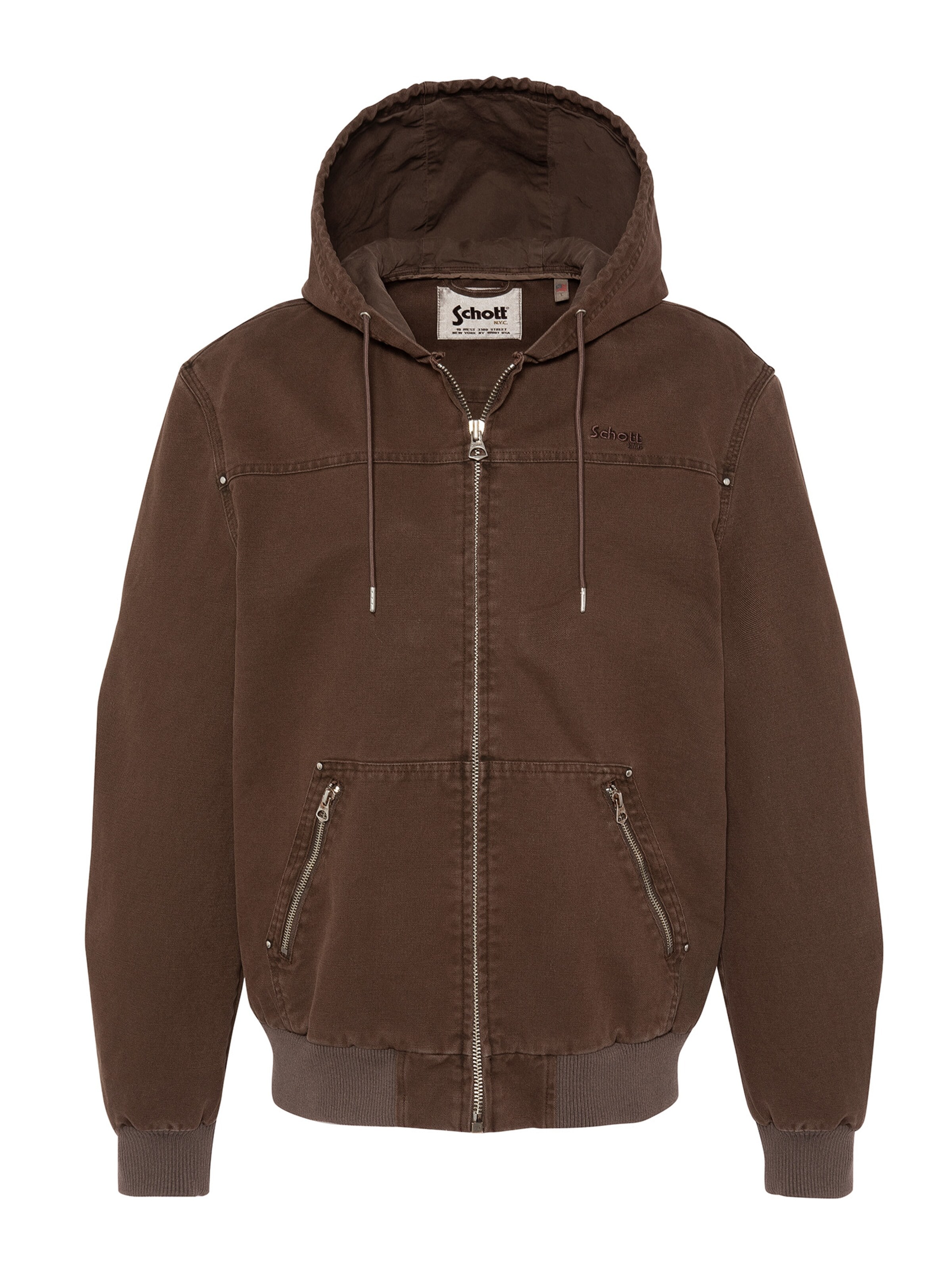 Manteau mi-saison Schott NYC en marron : devant