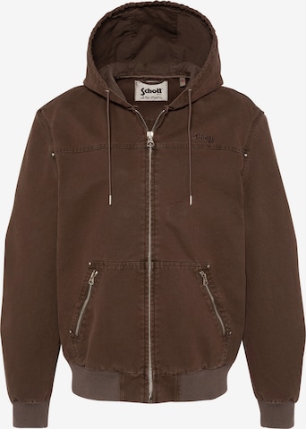 Manteau mi-saison Schott NYC en marron : devant