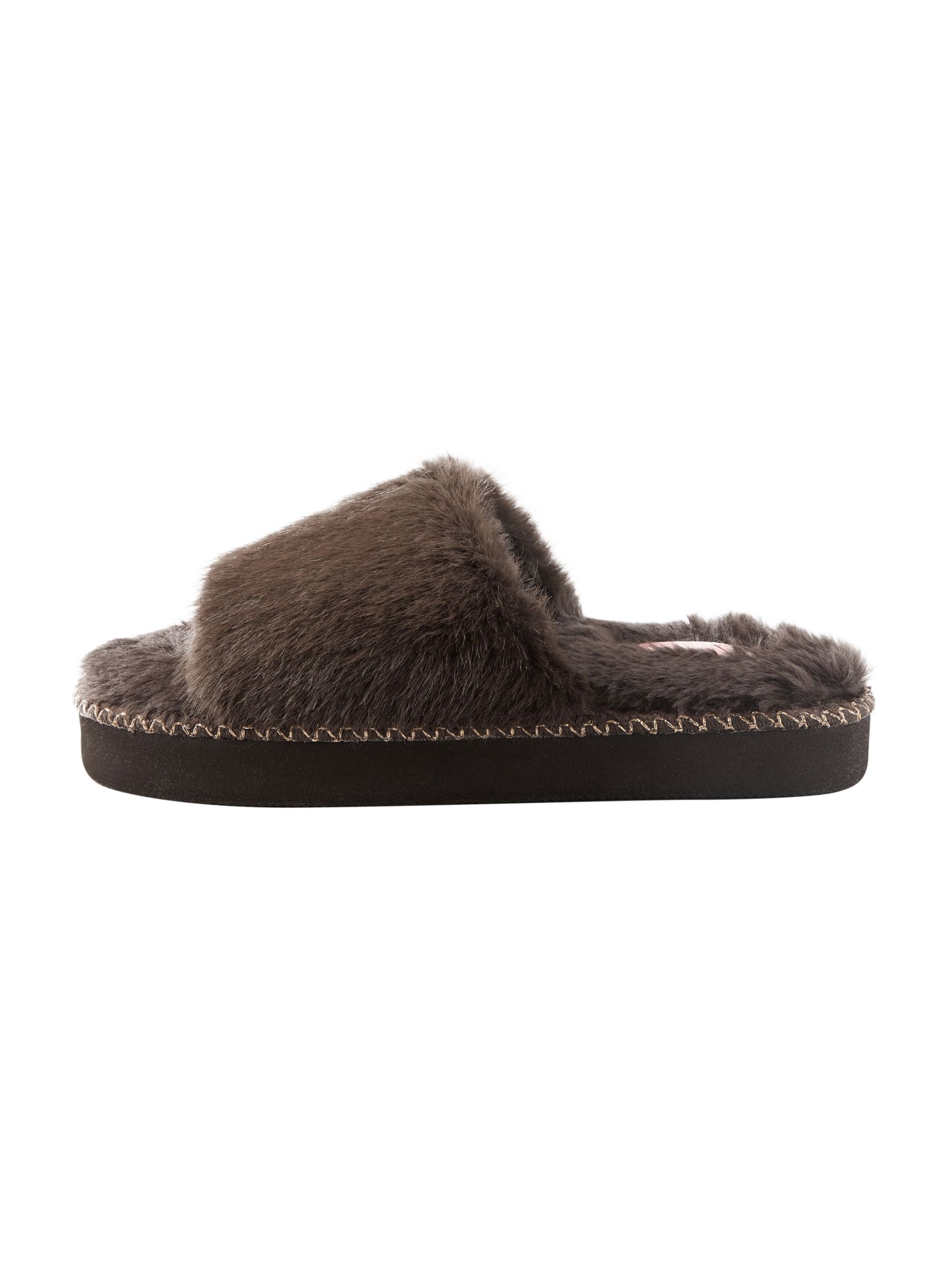 Lipsy Slippers in Brown: front