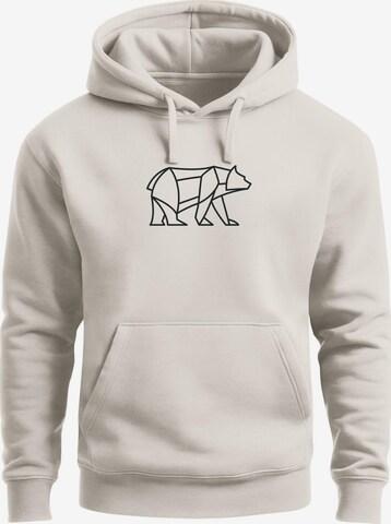 Neverless Sweatshirt 'Bär Lineart Polygon' in Beige: Vorderseite