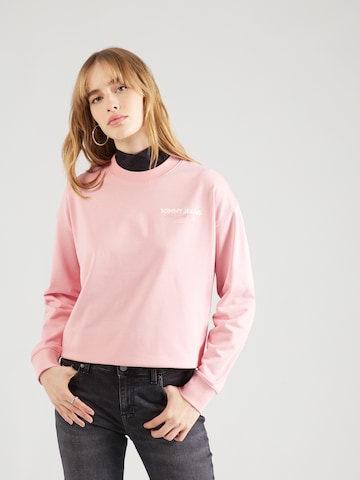 Tommy Jeans Свитшот 'ESSENTIAL' в Ярко-розовый: спереди