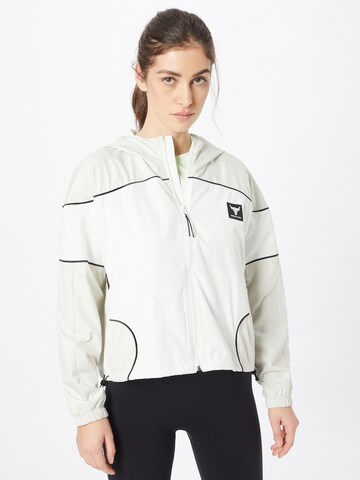 UNDER ARMOUR Athletic Jacket 'Pjt Rock' in White: front