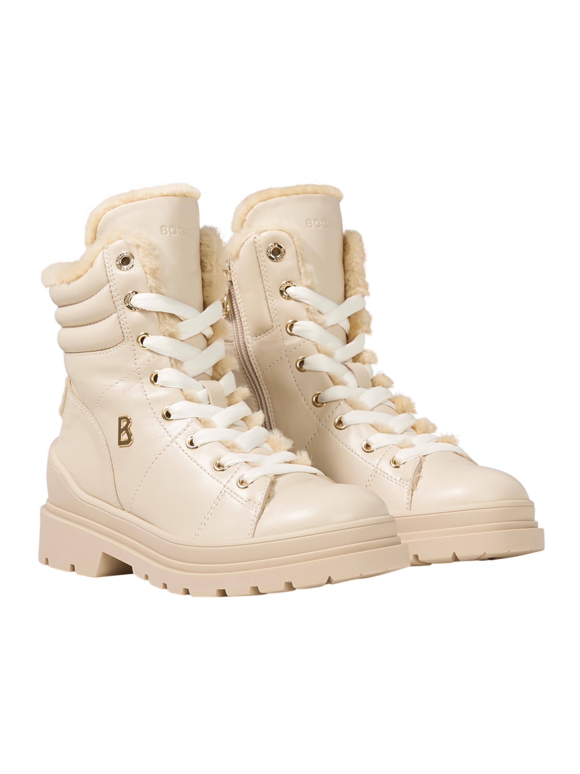 BOGNER Lace-Up Ankle Boots in Beige