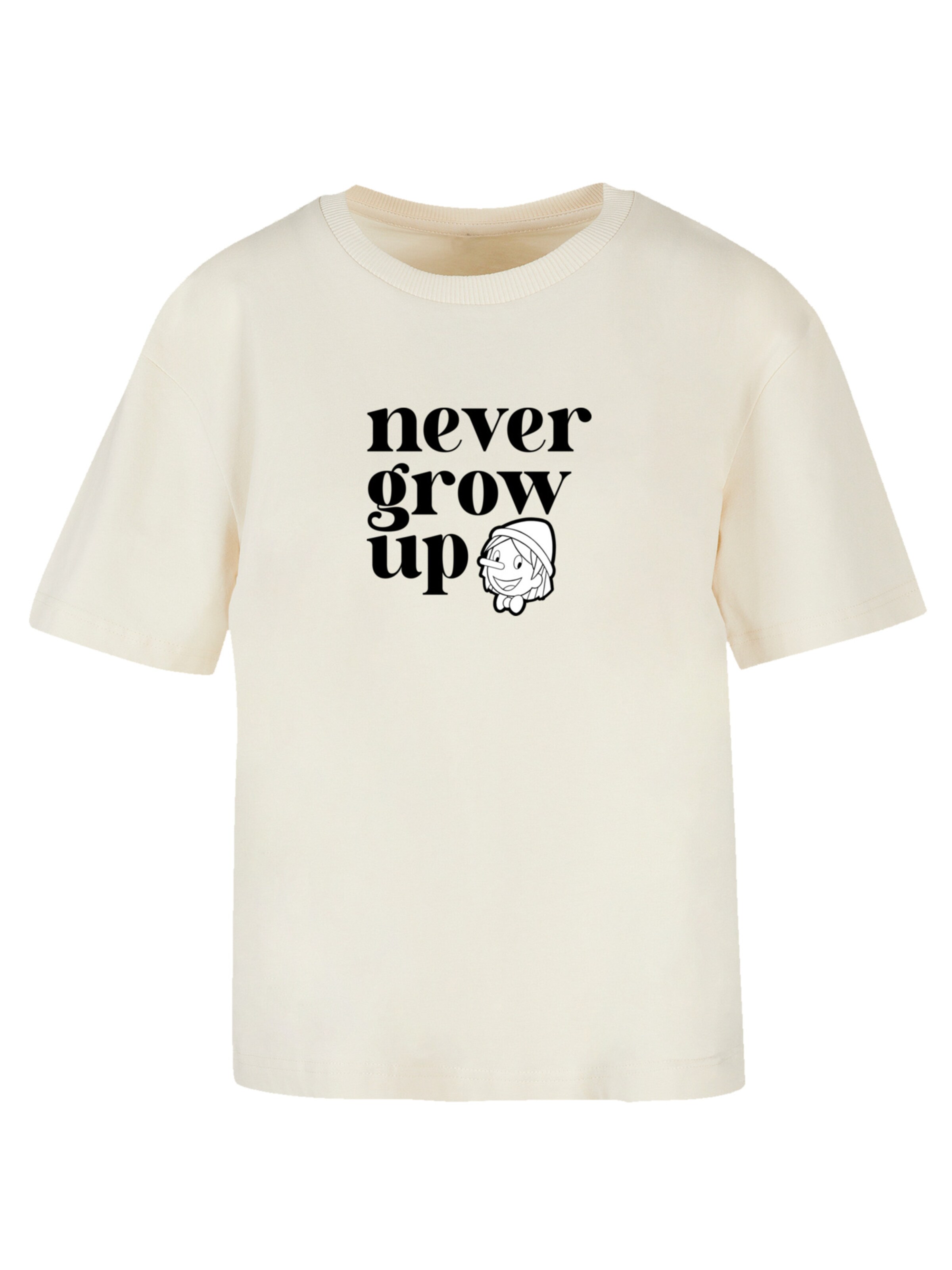 F4NT4STIC Shirt 'Heroes of Childhood Pinocchio Never Grow Up' in Beige: voorkant