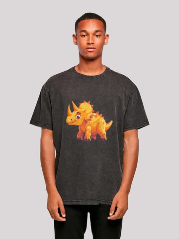 T-Shirt 'Süßer Triceratops Dinosaurier' F4NT4STIC en noir : devant