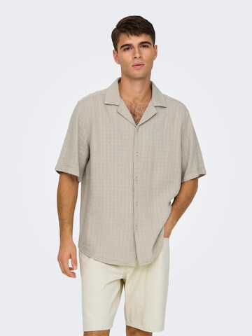 Only & Sons Regular fit Button Up Shirt 'ONSLatham' in Grey: front