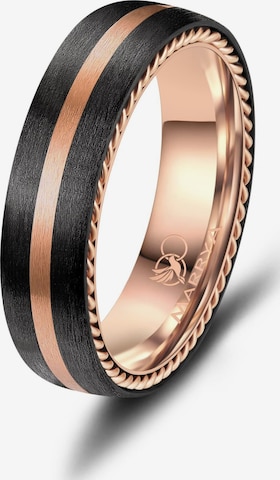 MARRYA Ring 'MARRYA CA-03 Ehering aus Carbon + Edelstahl - Schwarz - Rosé' in Gold: front