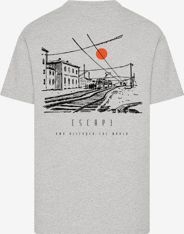 T-Shirt 'Escape Discover the World Town Train Station' F4NT4STIC en gris : devant