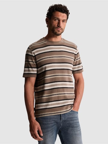 CAST IRON - Camiseta 'T-shirt with waffle texture and stripe pattern' en marrón: frente