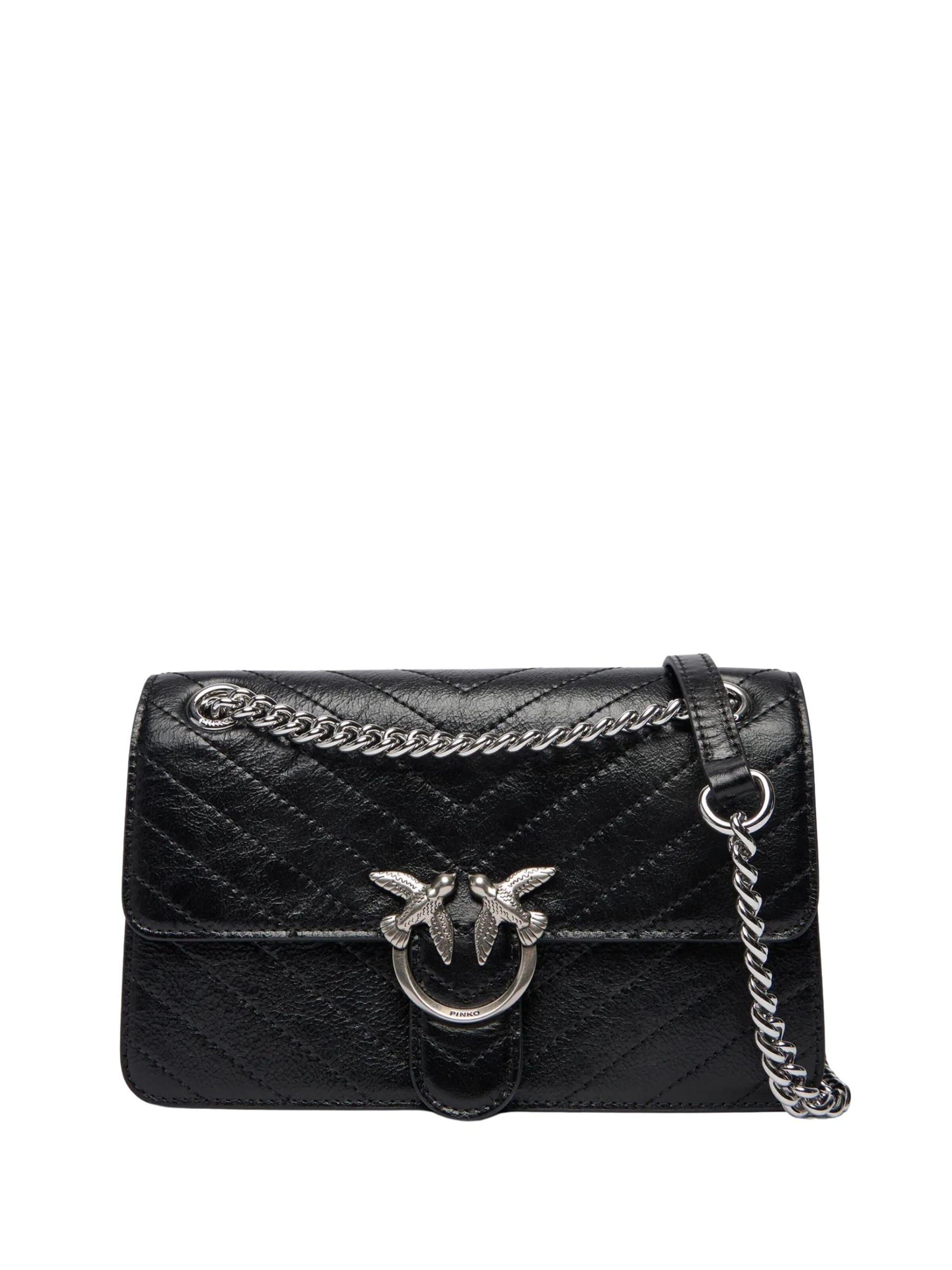 PINKO - Mala de ombro 'Pinko Sac Rabat Love One Light Mini Vitello Wr Noir' em preto: frente