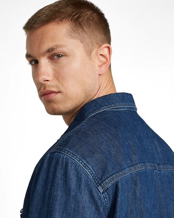 G-STAR Comfort fit Overhemd 'pleated zip' in Blauw