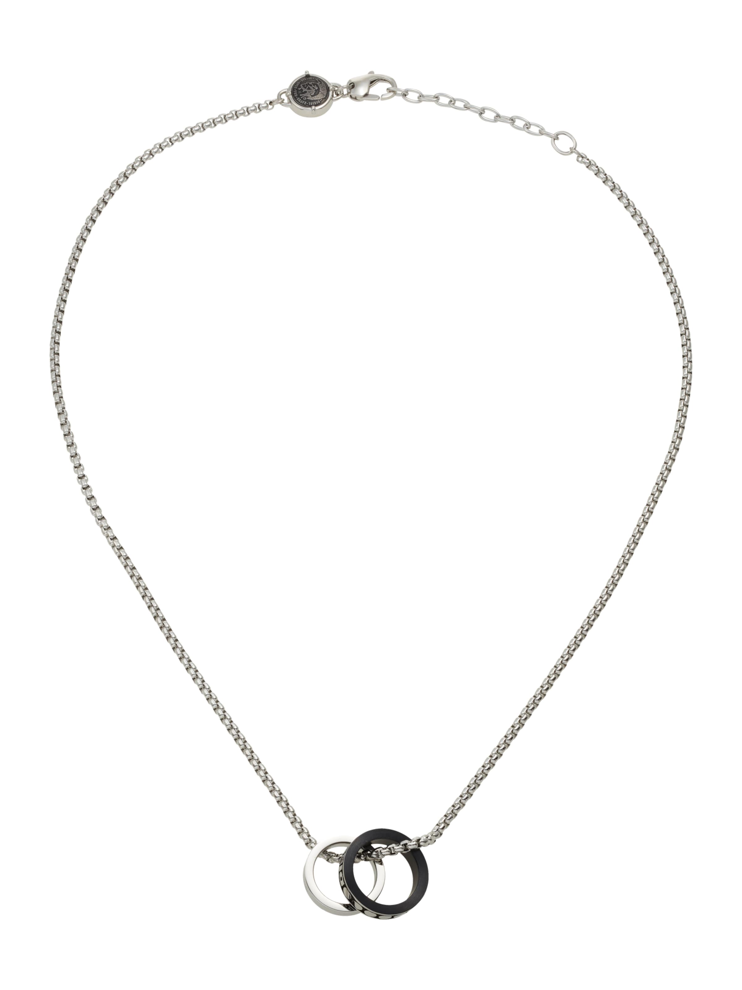 DIESEL Ketju 'Double Pendant' värissä musta / hopea, Tuotenäkymä