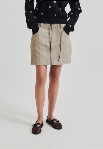 SECOND FEMALE Rayures Mini Skirt ' ' in Braun: Vorderseite